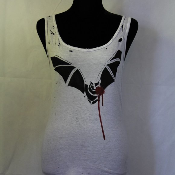 Bat Vampire Handmade Distressed Destroyed Shirt - Picture 1 of 4